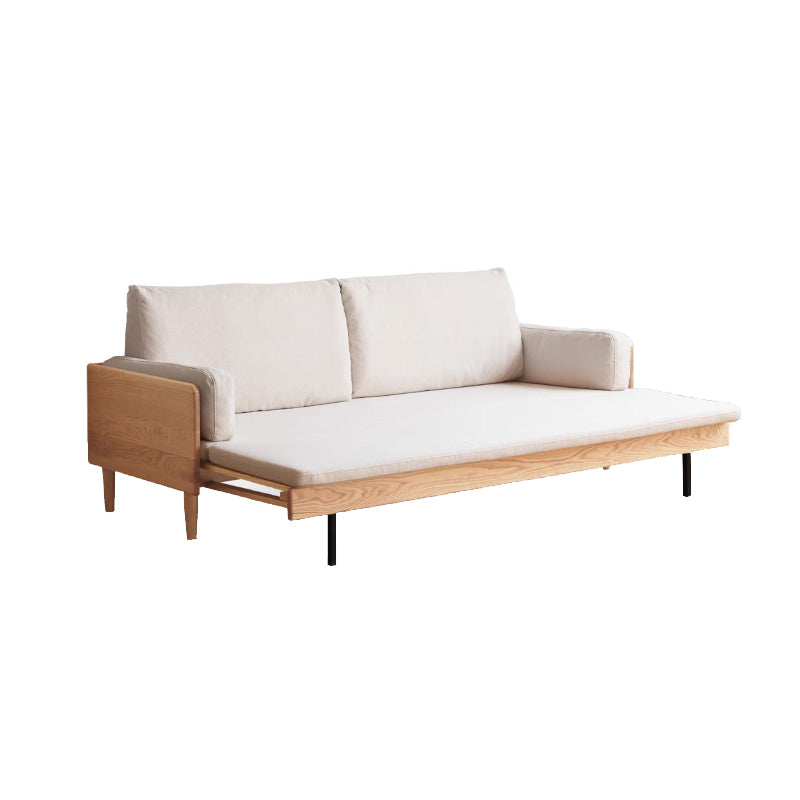 Douglas Oak Wood Sofa Bed in Cotton-Linen Blend – view 9