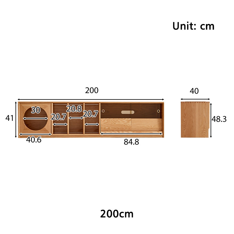 Edgar solid American oak TV unit with smoked glass door – view 19