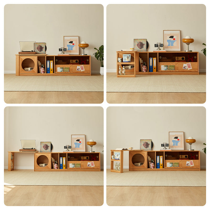 Edgar solid American oak TV unit with smoked glass door – view 22