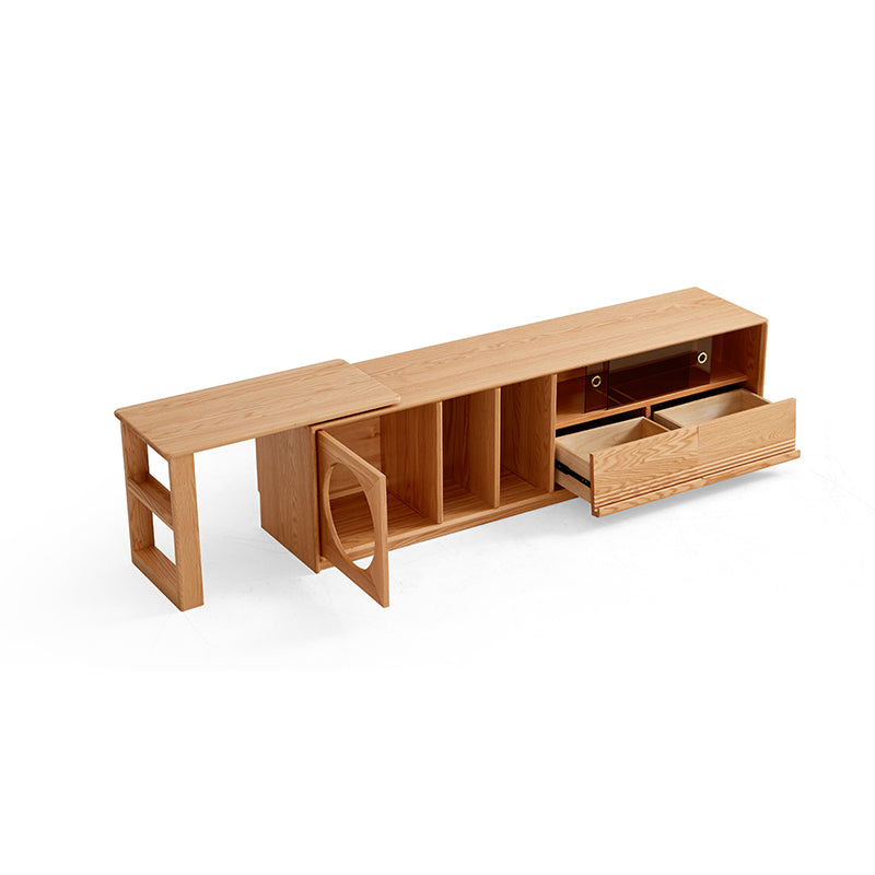 Edgar solid American oak TV unit with smoked glass door – view 26