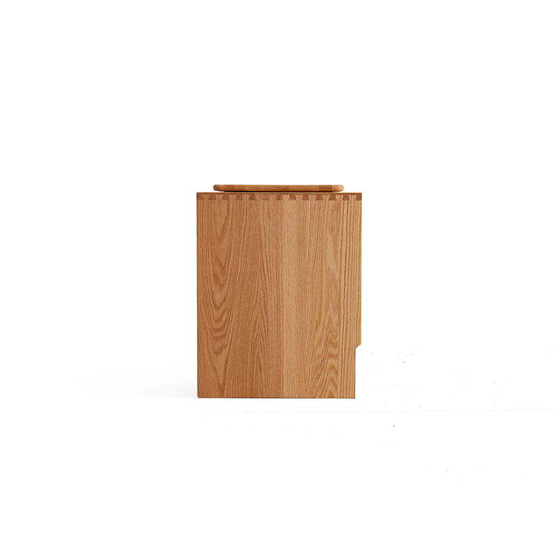 Edgar solid American oak TV unit with smoked glass door – view 28