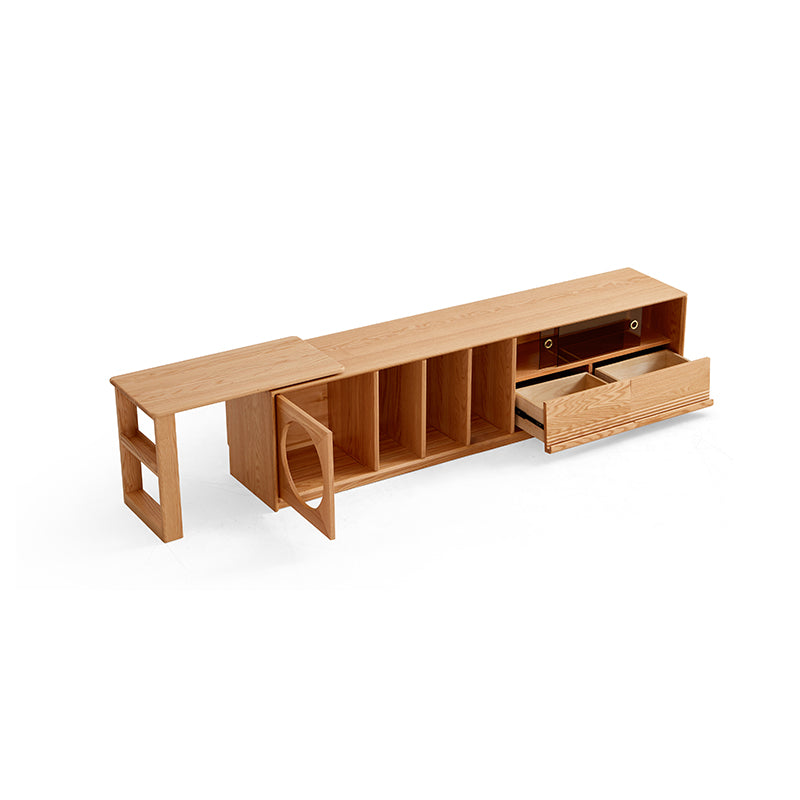 Edgar solid American oak TV unit with smoked glass door – view 31
