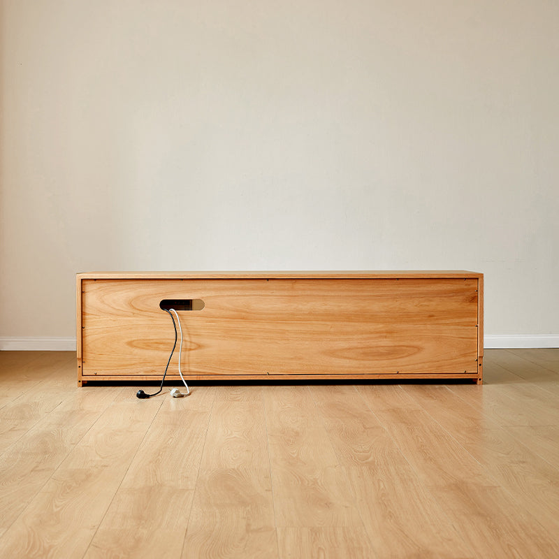 Edgar solid American oak TV unit with smoked glass door – view 5