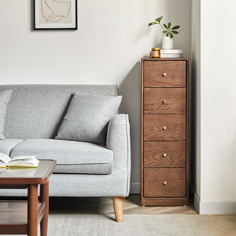 Ellen Solid American Oak Chest of Drawers 3 / 4 / 5 / 6 Drawers – Walnut 5-drawer