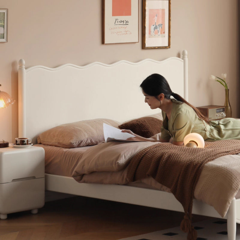 Erin Wooden Bed Frame in White Rubberwood Queen – view 3