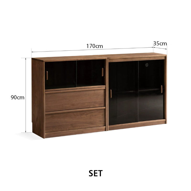 Ezra Solid Black Walnut Storage Cabinet, Stackable Modular Units – view 15