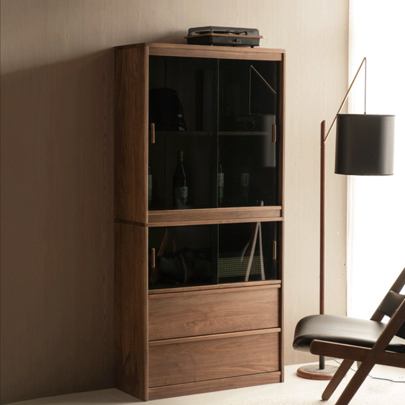 Ezra Solid Black Walnut Storage Cabinet, Stackable Modular Units – SET, view 13