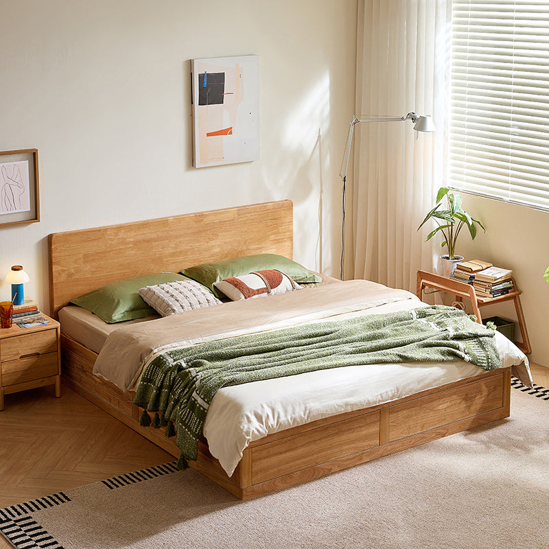 Gemma rubberwood bed frame with under-bed storage