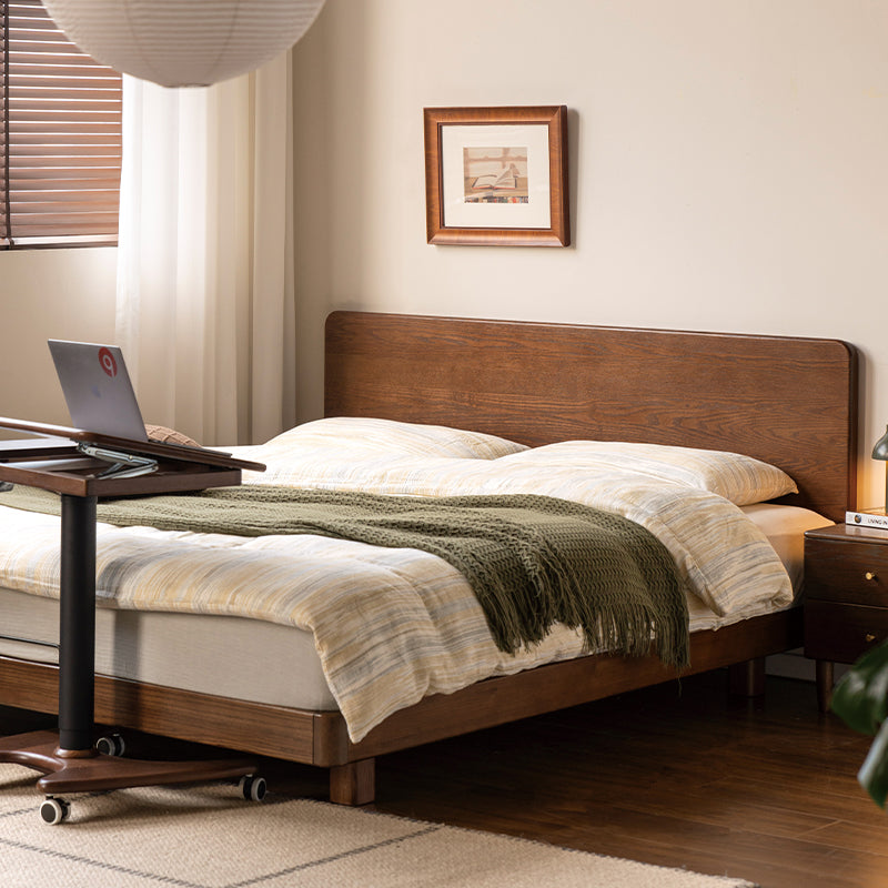 Genevieve solid American oak queen bed frame in walnut colour – view 3
