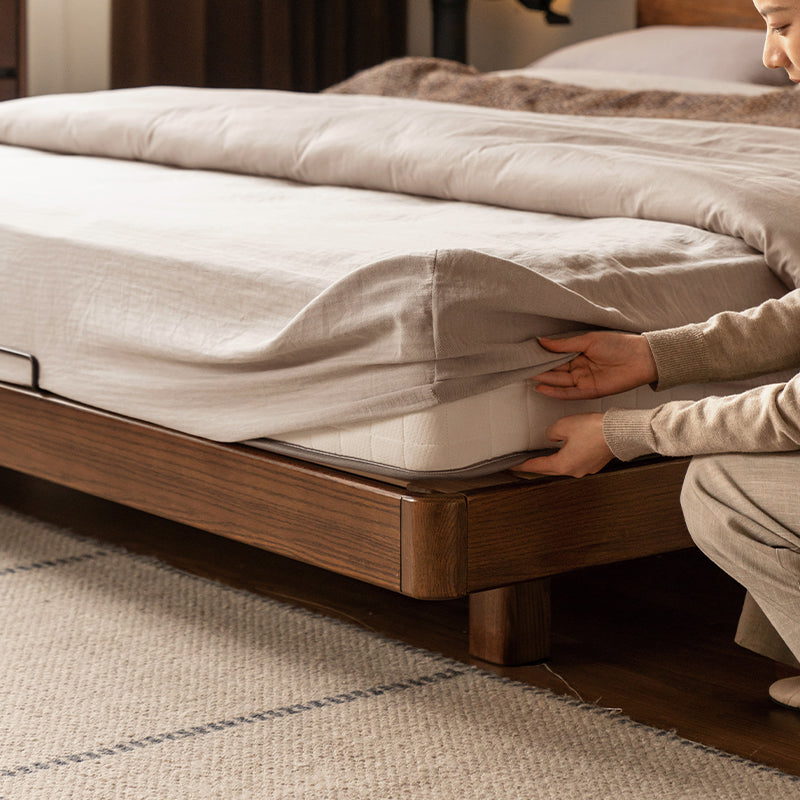 Genevieve solid American oak queen bed frame in walnut colour – view 5