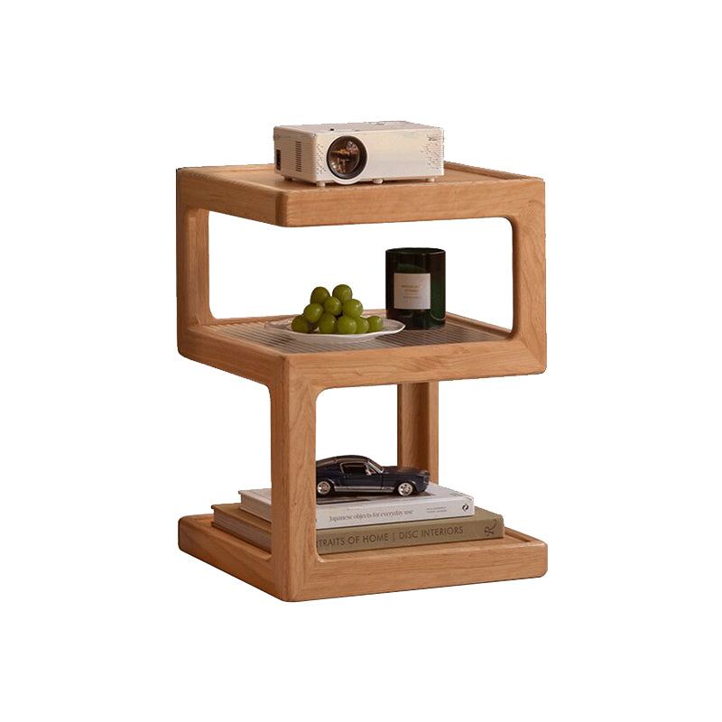Gerald 3-Tier Wooden Side Table in Solid Cherry with Glass Top – view 2