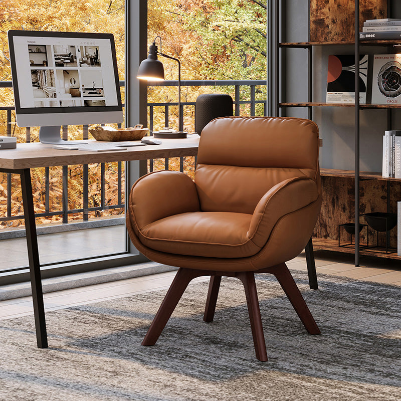 Griffin 360-Degree Swivel Office Chair in Artificial Leather – Reddish Brown, view 14