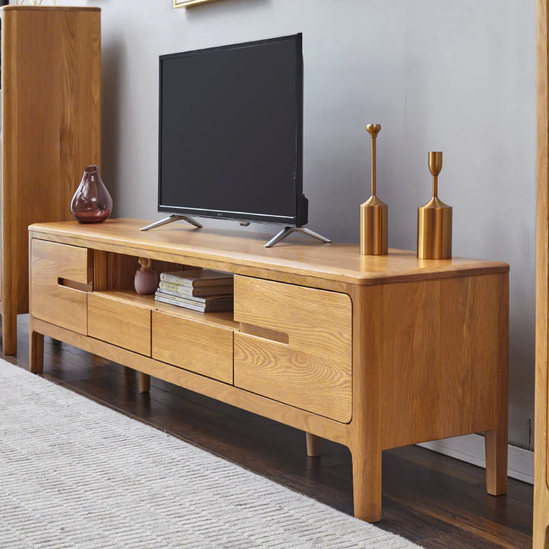 Grove solid American oak TV unit – view 2