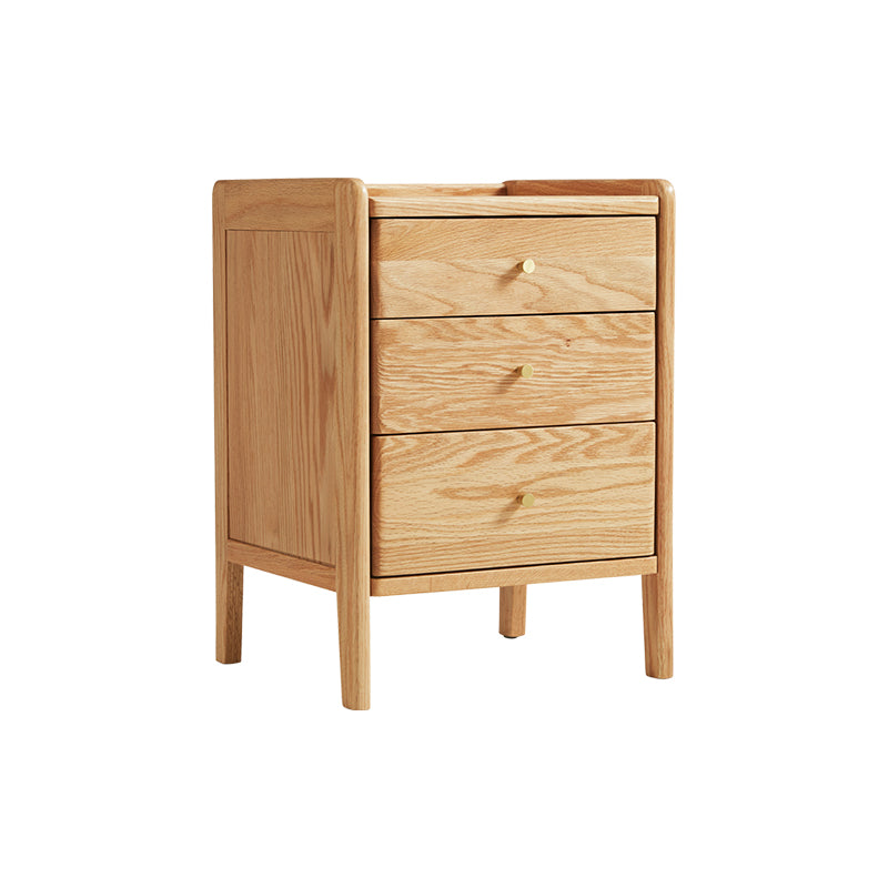 Harlan solid oak bedside table with three drawers – view 5