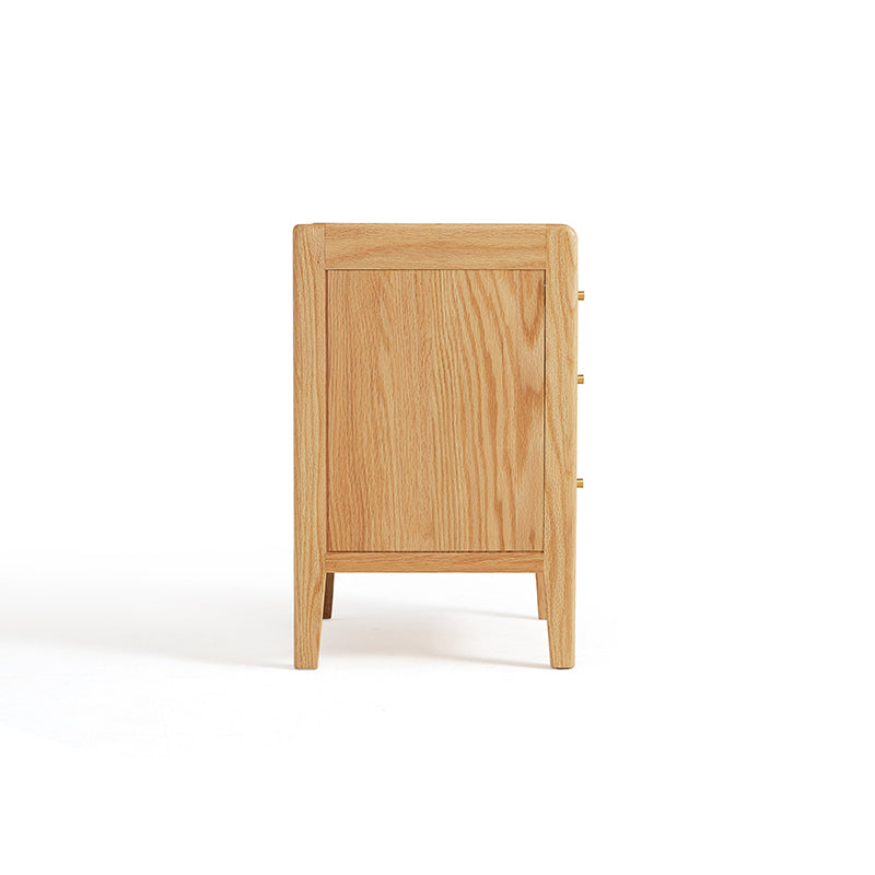Harlan solid oak bedside table with three drawers – view 8