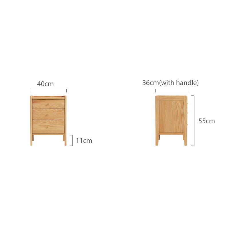 Harlan solid oak bedside table with three drawers – view 9