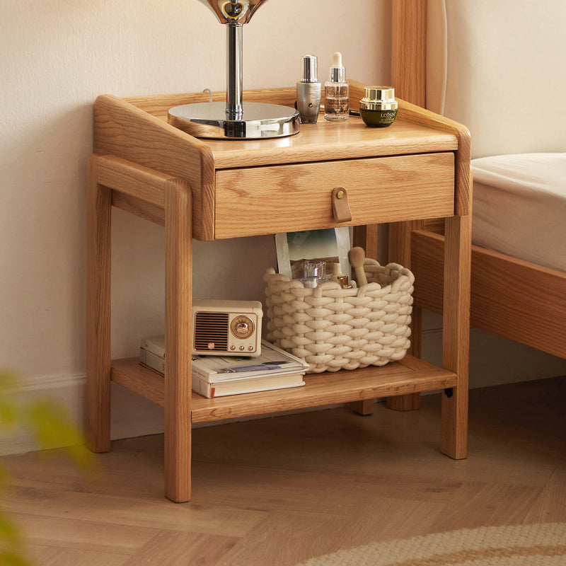 Harlan 45cm solid oak bedside table in natural finish – view 2