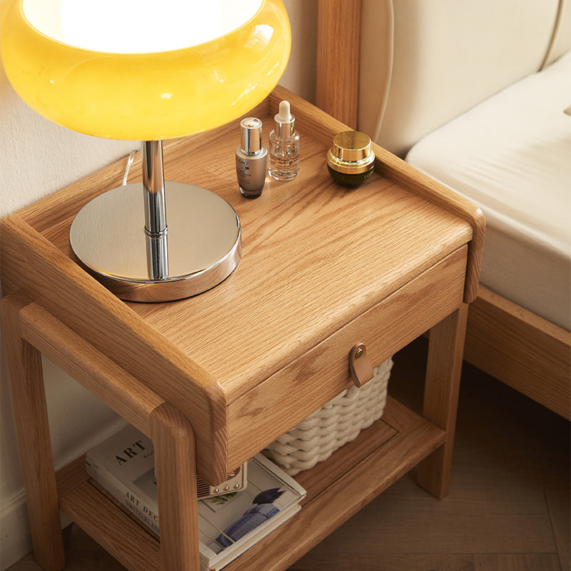 Harlan 45cm solid oak bedside table in natural finish – view 3
