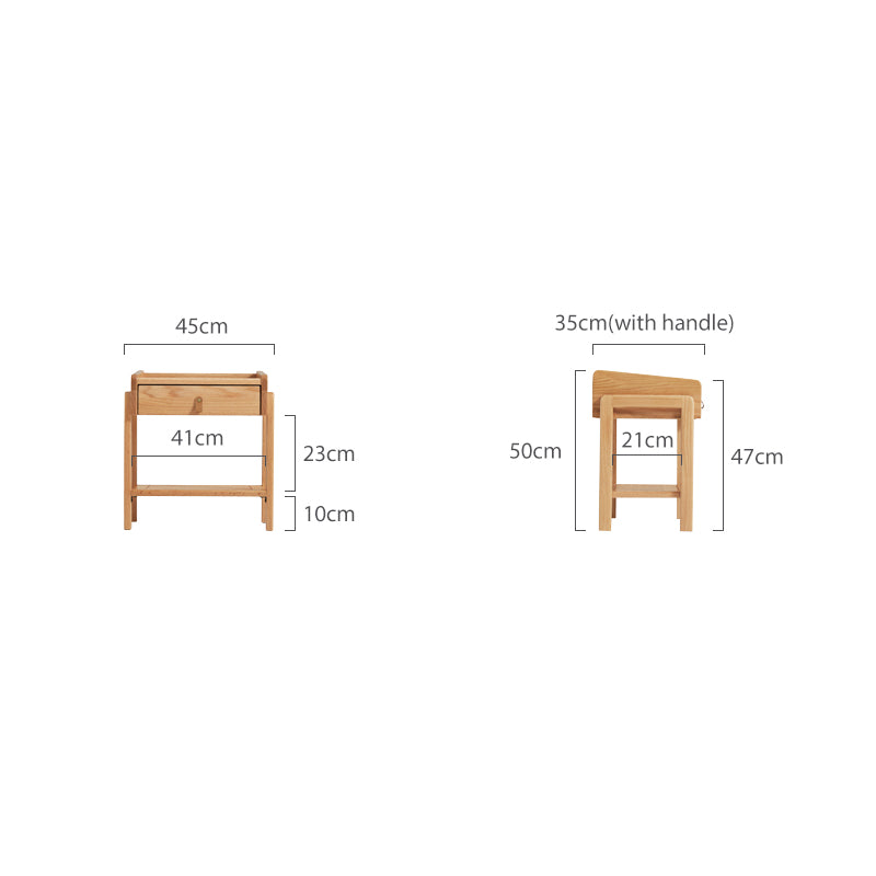 Harlan 45cm solid oak bedside table in natural finish – view 8