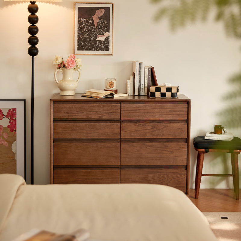 Harriet solid oak chest of drawers in walnut finish
