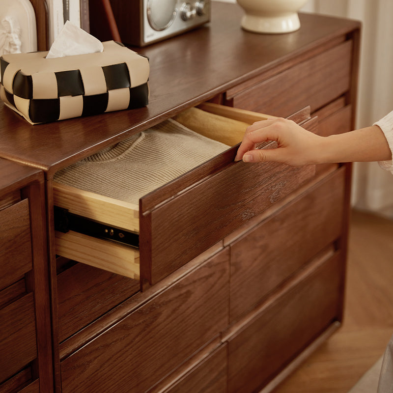Harriet solid oak chest of drawers in walnut finish – view 5