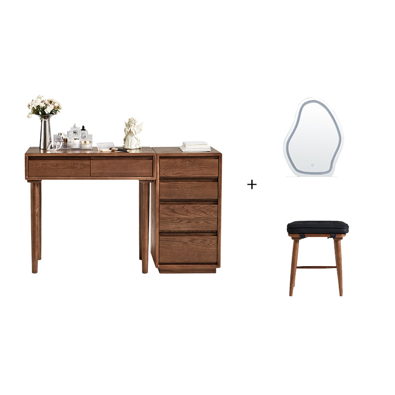 Harriet Solid Oak Dressing Table Set with 4 or 8-Drawer Cabinet – 4-drawer+Table SET, view 8