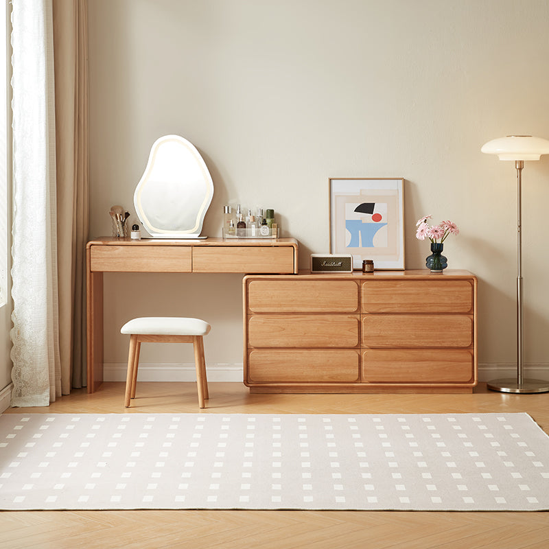 Heathcliff Rubberwood Adjustable Dressing Table, Natural 3 / 6-Drawer