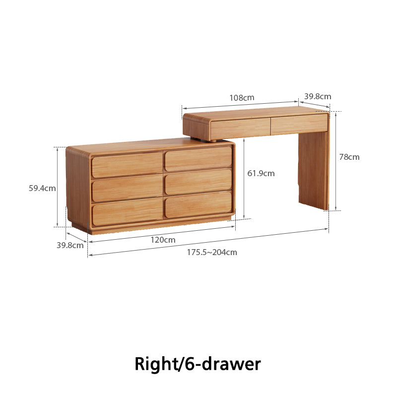 Heathcliff Rubberwood Adjustable Dressing Table, Natural 3 / 6-Drawer – view 19