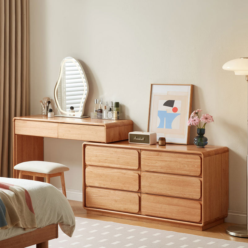 Heathcliff Rubberwood Adjustable Dressing Table, Natural 3 / 6-Drawer – view 2