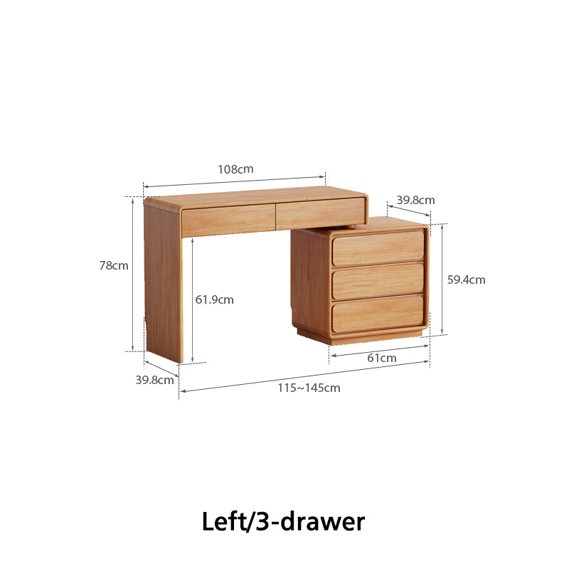 Heathcliff Rubberwood Adjustable Dressing Table, Natural 3 / 6-Drawer – view 22