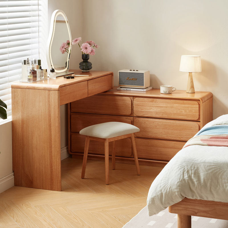 Heathcliff Rubberwood Adjustable Dressing Table, Natural 3 / 6-Drawer – view 3