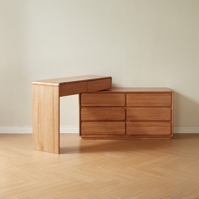 Heathcliff Rubberwood Adjustable Dressing Table, Natural 3 / 6-Drawer – view 7