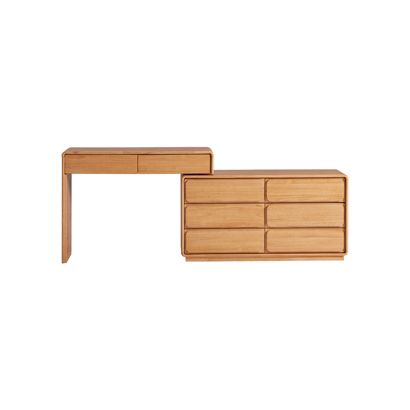 Heathcliff Rubberwood Adjustable Dressing Table, Natural 3 / 6-Drawer – Table Left & 6-drawer, view 9