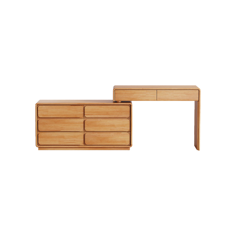 Heathcliff Rubberwood Adjustable Dressing Table, Natural 3 / 6-Drawer – Table Right & 6-drawer, view 16