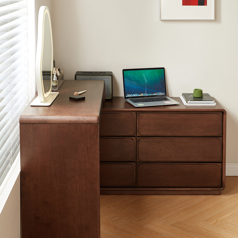 Heathcliff Rubberwood Adjustable Dressing Table, Walnut 3 / 6-Drawer – view 10