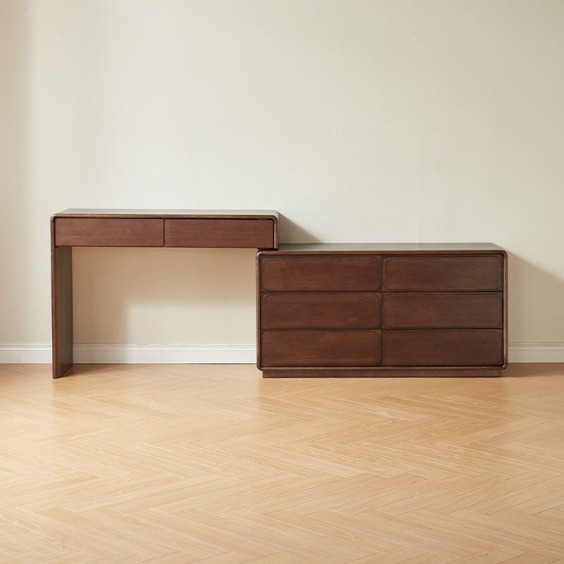Heathcliff Rubberwood Adjustable Dressing Table, Walnut 3 / 6-Drawer – view 18