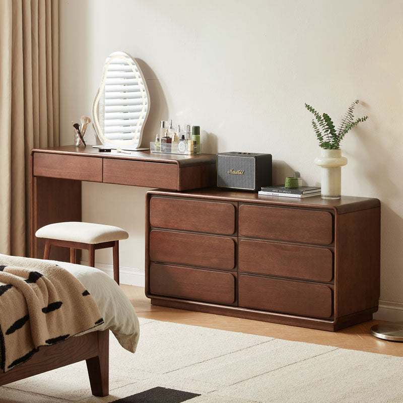 Heathcliff Rubberwood Adjustable Dressing Table, Walnut 3 / 6-Drawer – view 2