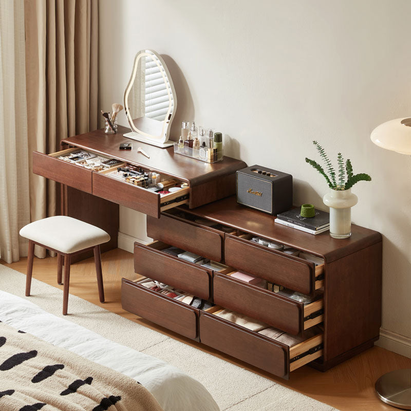 Heathcliff Rubberwood Adjustable Dressing Table, Walnut 3 / 6-Drawer – view 3