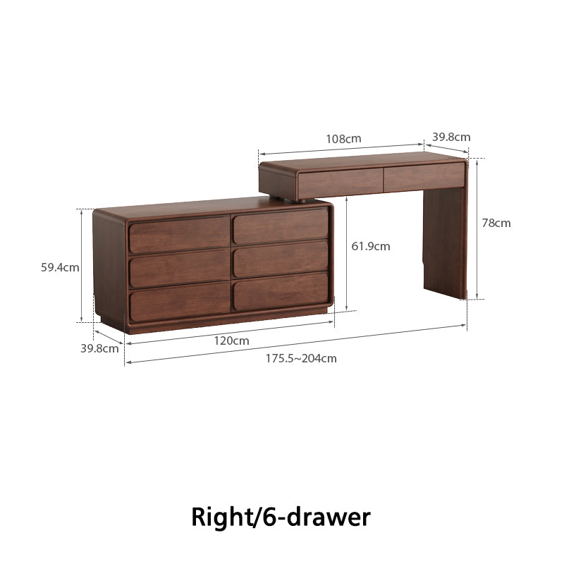 Heathcliff Rubberwood Adjustable Dressing Table, Walnut 3 / 6-Drawer – view 30
