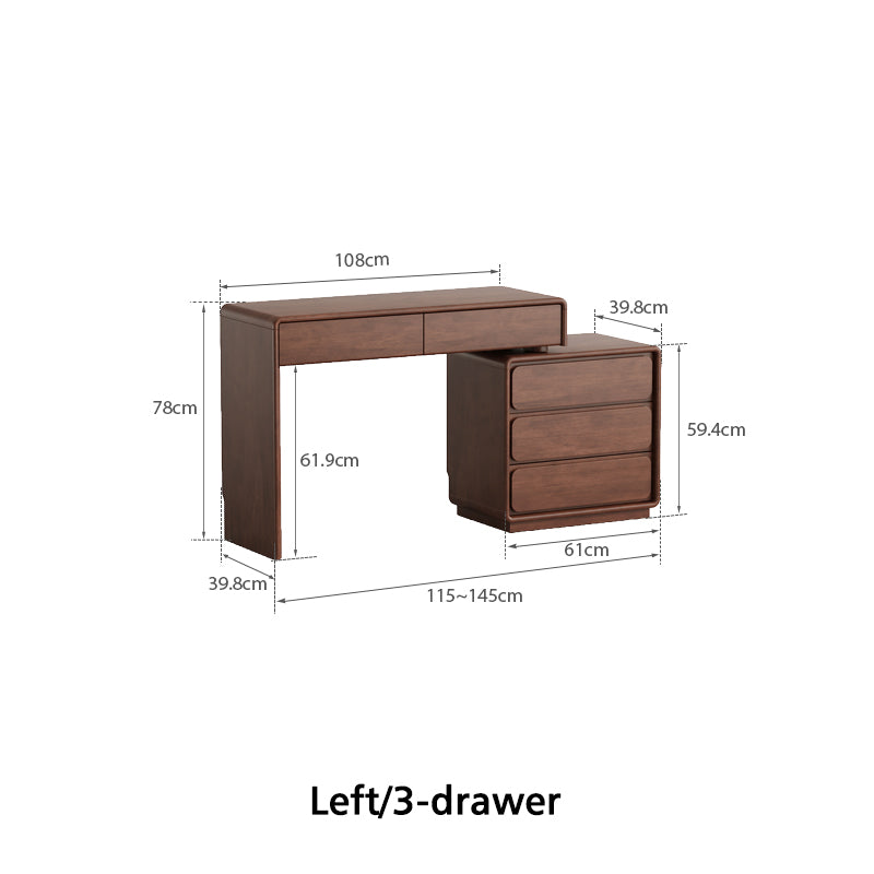 Heathcliff Rubberwood Adjustable Dressing Table, Walnut 3 / 6-Drawer – view 35
