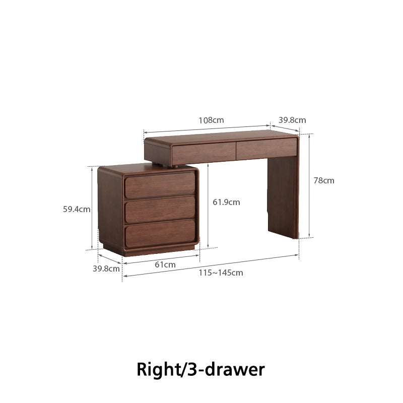 Heathcliff Rubberwood Adjustable Dressing Table, Walnut 3 / 6-Drawer – view 40