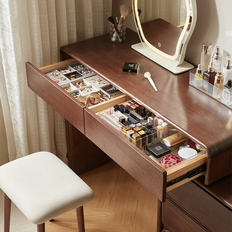 Heathcliff Rubberwood Adjustable Dressing Table, Walnut 3 / 6-Drawer – view 8