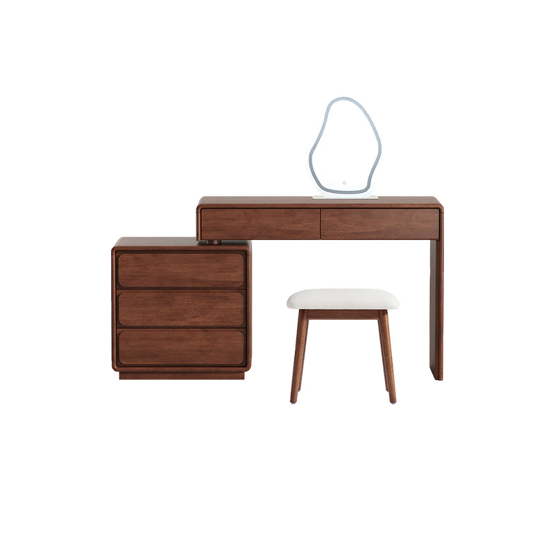 Heathcliff Rubberwood Adjustable Dressing Table, Walnut 3 / 6-Drawer – Set Right & 3-drawer, view 36