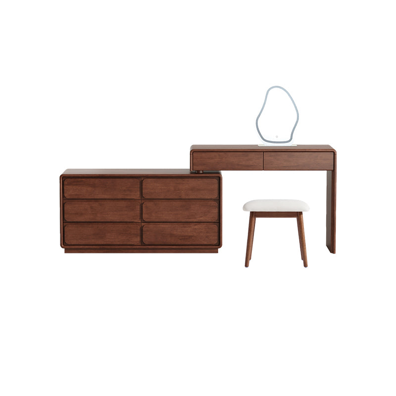 Heathcliff Rubberwood Adjustable Dressing Table, Walnut 3 / 6-Drawer – Set Right & 6-drawer, view 26