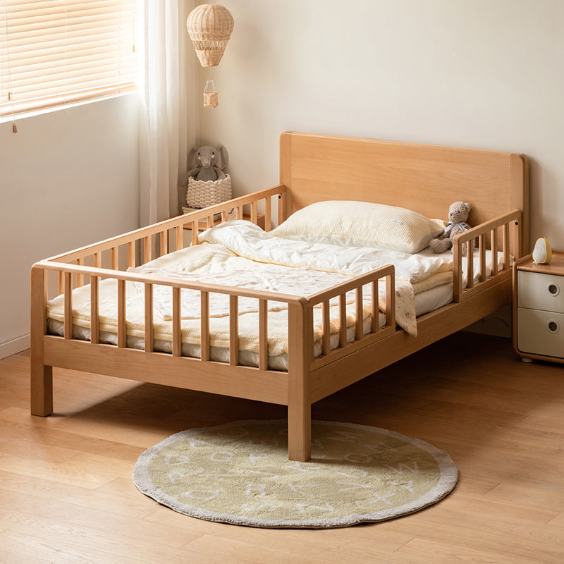 Ivan Solid Beech Kids Bed with Guardrails and Mattress 120cm