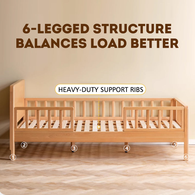 Ivan Solid Beech Kids Bed with Guardrails and Mattress 120cm – view 4