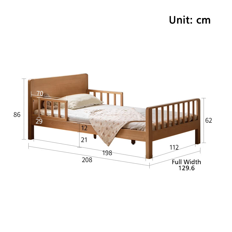 Ivan Solid Beech Kids Bed with Guardrails and Mattress 120cm – view 6