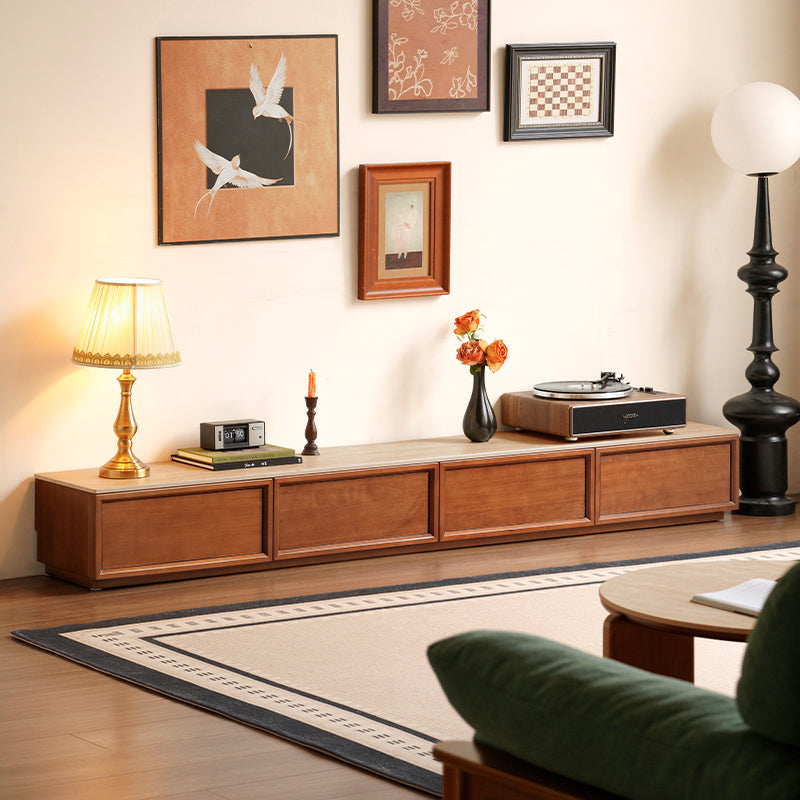 Jagger solid poplar TV unit with ceramic top in teak colour – view 3