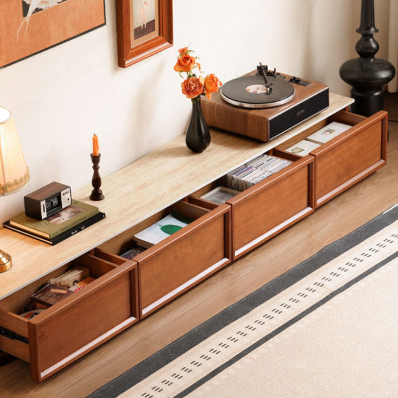 Jagger solid poplar TV unit with ceramic top in teak colour – view 7