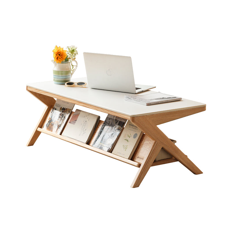 Jean Rectangular Solid American Oak Coffee Table with Stone Slab 120cm – view 5
